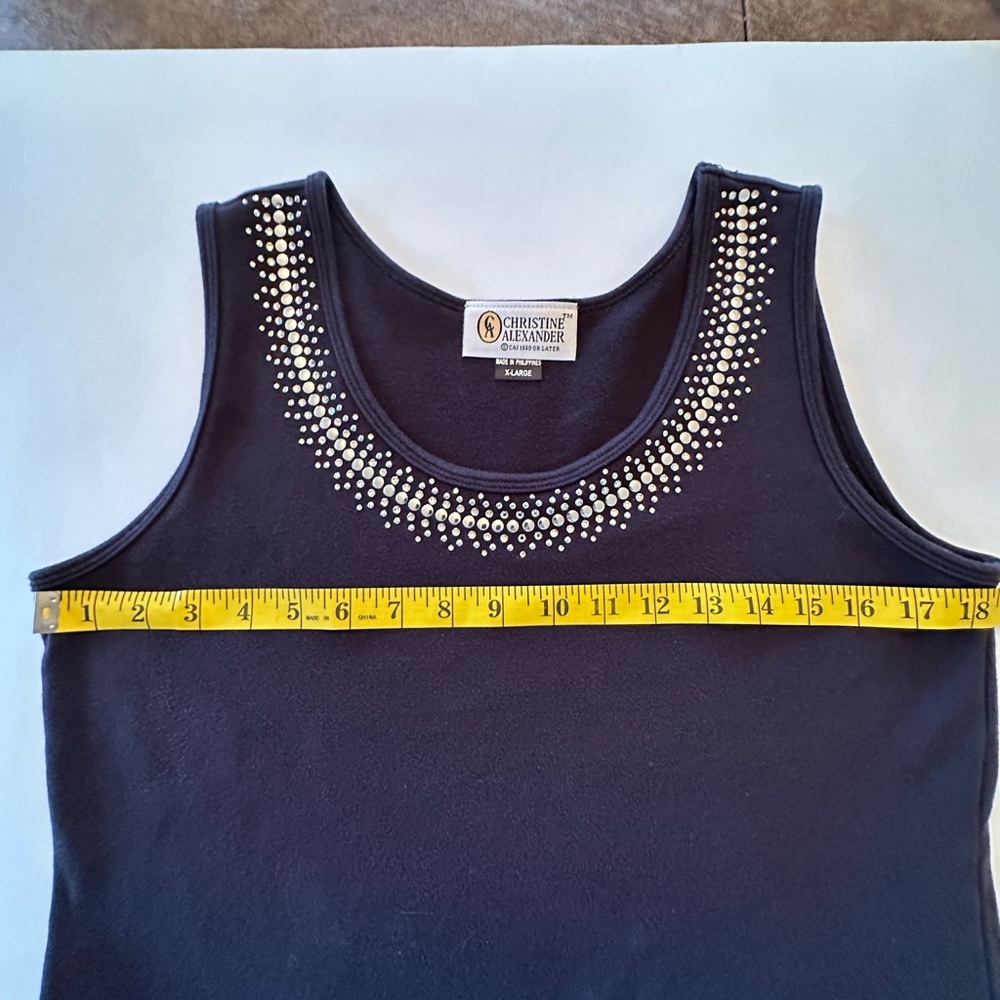 Christine Alexander Embellished Black Tank Top - Picture 2 of 5